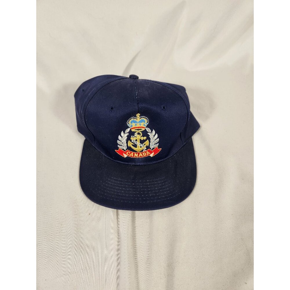 NOS Vintage 90's Snapback Cap Canada 3d Crown Emblem Navy